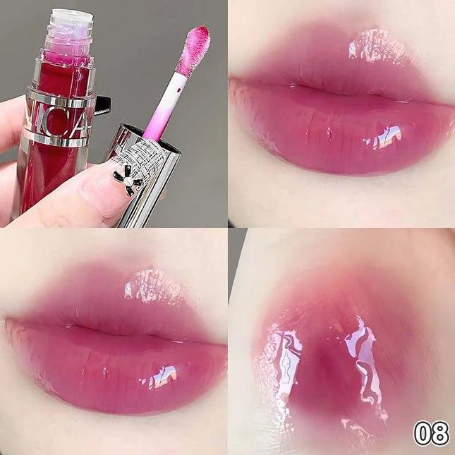 Cappuvini Peach Jelly Water Light Glass Gloss Lip Gloss Lasting Non-stick Waterproof Lip Plumping Moisturizing Lipgloss Makeup