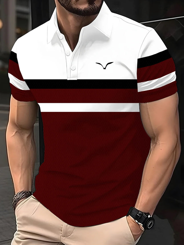 Men's summer casual short-sleeved sports polo shirt, men's shirt button polo shirt, logo lapel printed polo shirt, fashionable,