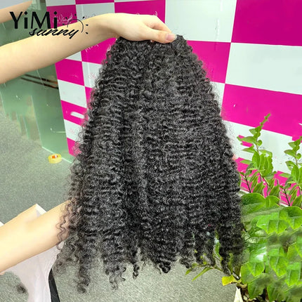Burmese Kinky Curly Human Hair Weft Remy Mongolia Human Hair Bundles For Women Wholesale 3pcs Curl Extension Full Head Yimisunny