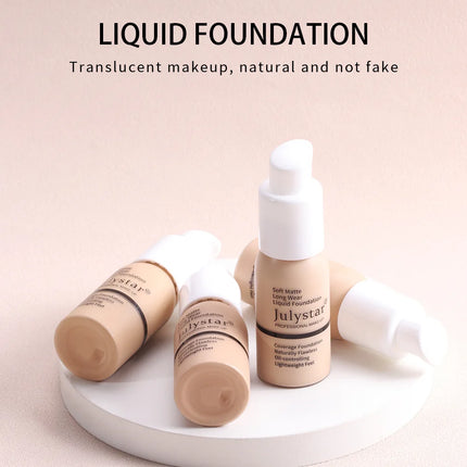 Julystar 10 Colours Matte Moisturising Finishing Foundation Waterproof Long Lasting No Makeup Removal Face Concealer Powder
