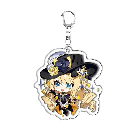 Genshin Impact Sigewinne Arlecchino Charlotte Keychain Anime Game Backpack Pendant Acrylic Accessories