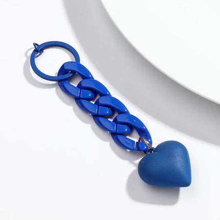 Handmade Heart Keychain Acrylic Plastic Link Chain Key Ring For Women Handbag Pendant Accessorie Car Keys Jewelry Gifts