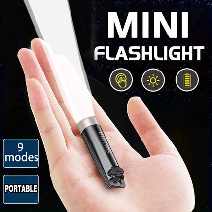 PHILIPS NEW SFL1121 EDC Flashlight LED Rechargeable Mini EDC Keychain Flashlights Camping Lamp For Hiking Self Defense