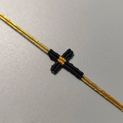 Hand-Woven Macrame Cross Bracelet Adjustable Bohemian Style Jewelry for Women Girls