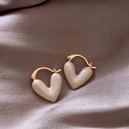 2026 Trendy Red Dripping Oil Heart Hoop Earrings For Women Girls Korean Elegant Love Dangle Earring Jewelry Gift
