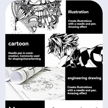 3/15Tip Black Pigment Micro-Pen Fineliner Ink Pens,Drawing Artist Illustration Pens Multiliner for Sketching Anime Manga Design