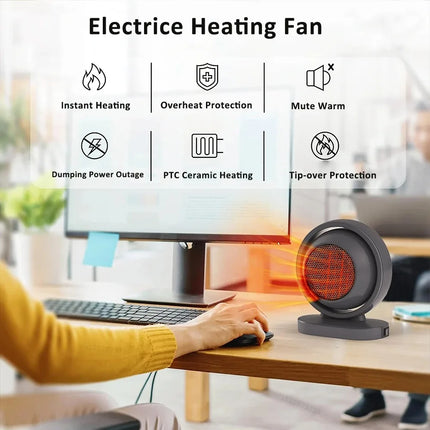 PTC Hot Air Heater Desktop Portable Blower Fan for Home Office Bathroom Personal Heating Electric Warmer
