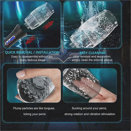 Smart Fitness Male Intimate Tool Adjustable Rotation Vibration Speed Elastic Soft Material Ergonomic Shape Waterproof