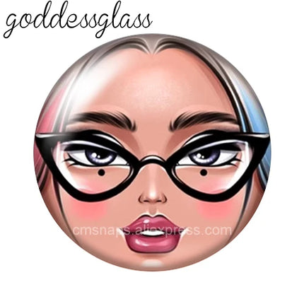 Matryoshka Doll Face Girl Sunglasses 12mm/18mm/20mm/25mm Round photo glass cabochon flat back Making findings Jewelry