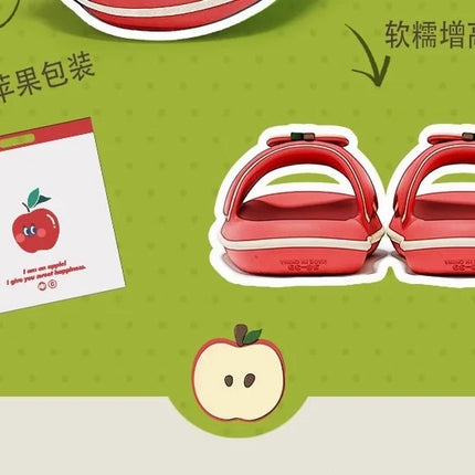 Cute Red Apple Slippers Slides Shoes Adults Fashion Fruit Mules Shoes New Woman Soft EVA Non Slip Comfort Home Slippers Women