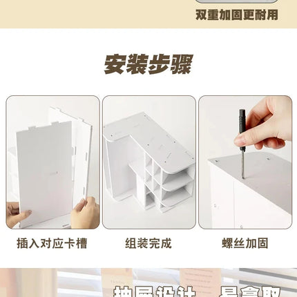 Mark Pen Pencil Holder Wooden Desk Organizers Shelves Accessories Desktop Stationery Organizer Bookshelf Home Office Storage Box