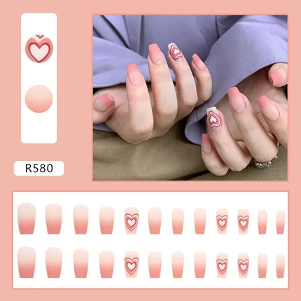 Cool Ash 24 Pcs Press on Nails Pink Nail polish Glossy Artificial Finger Manicure Reusable False Nails for Women