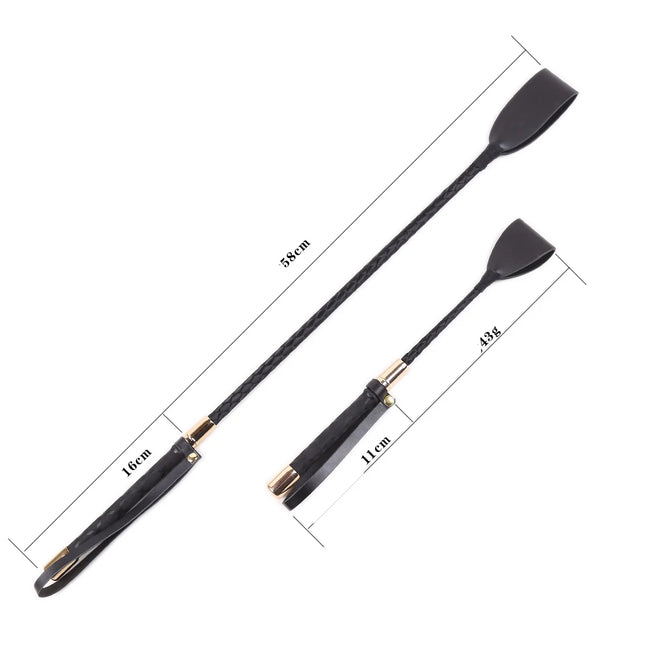 30-60CM Black PU Leather Spanking Paddle Long Whip Flirting BDSM Flogger Sex Toys For Woman G Spot Sex Shop
