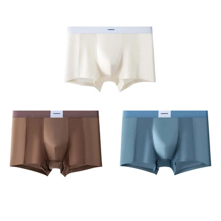 3pcs【LORIEN CREST】Men's Satin-Like Ice Silk Boxers Summer Breathable Air-Conditioned Underwear Lightweight Trunks New