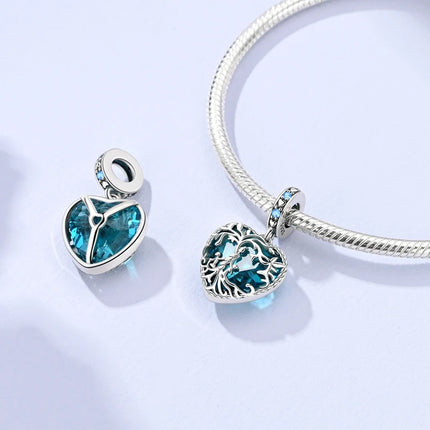 Charm Bead 925 Sterling Silver Heart Starry Sky Family Mother-Daughter-Sister Charm Fit Bracelets Pendant Women DIY Jewelry Gift