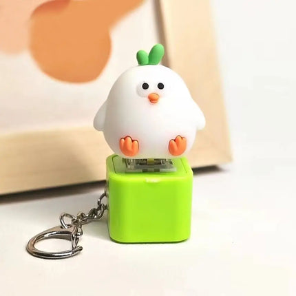 Yellow Chick Wooden Fish Keyboard Keychain Electronic Wooden Fish Mechanical Keyboard Keychain Merit +1 Axle Tester