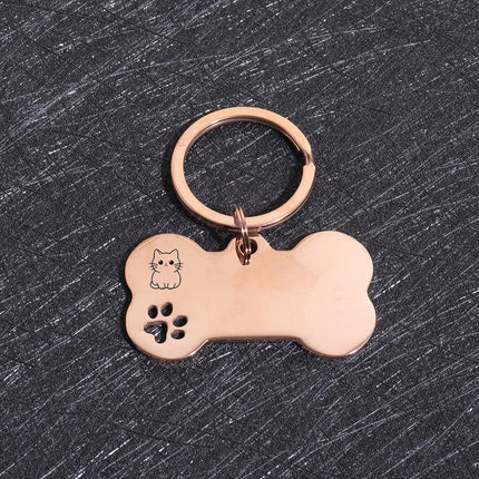 Custom Text Dog Tags Personalized Name Dog Cat ID Tag Bone Shaped Pendant Laser Engraving Address Number Customized Pets ID Tag