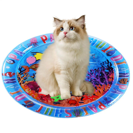 Water Sensory Play Mat Thickened Inflatable Water Mat For Cat And Dog Pet Playmat With Fish Sea Ocean Theme Sensory Toy Water