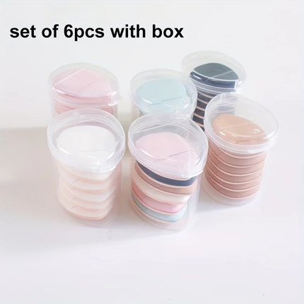 6pcs Mini Finger Puff With Box Makeup Sponge Puff Set With Container Makeup Puff Small Mini Powder Puff Cream Puff Makeup Tools