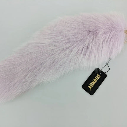 natural fox fur tail keychain furry 2024 chic y2k  beautiful accessory length 40 cm Car Keychains For Women