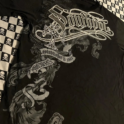 South pole High Street men Short Sleeve Y2K Graphic Print Oversized T Shirt Harajuku Gothic Round Neck Cotton Short Sleeve Tops
