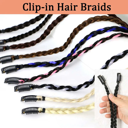 2pcs 18"Long Synthetic Clip-In Box Braid Hairpiece Extension, Boho Hairstyle, High-Temperature Fiber Daily Costume Party K-POP