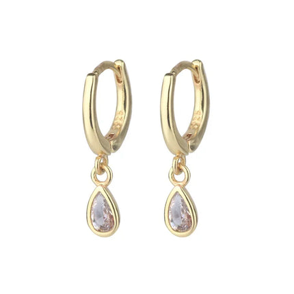 2PC Stainless Steel Little Huggies Hoop Earrings For Women Tiny Crystal Zirconia Pendant Cartilage Earrings Piercing Jewelry