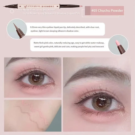 Double Head Eyeliner Pen Very Fine Tip Lying Silkworm Eye Brightening Waterproof And Durable Not Easy To Halo Dye Natural Makeup
