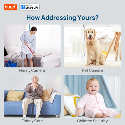 3MP HD Tuya Smart Indoor/Outdoor Security Camera for Home,Baby/Elder/Pet Camera With Phone App,Color Night Vision 2-Way Audio