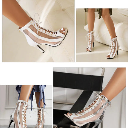 Women's Latin Salsa Dance Jazz Dance Shoes Girls Ballroom Dance Club Short Boots Ladies Lace-Up Fashion Fine Sand Dance Boots