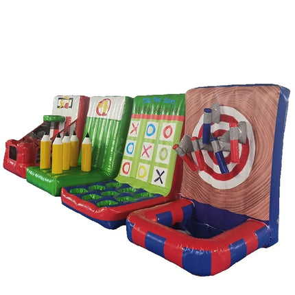 4 in 1 Or seperate game Inflatable Carnival Game, Inflatable Basketball Hoop, Target Ring Tossing Game Party Sport Games