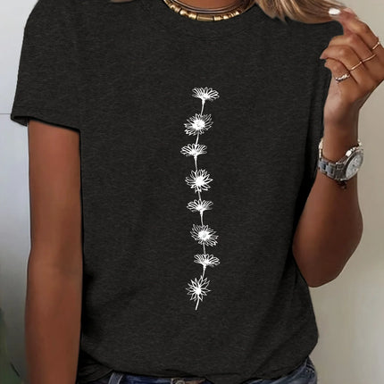 Women'S Casual Sunflower Print T-Shirt Short Sleeve Crew Neck Top Perfect for Summer Casual Wear Sunflower Graphic Tee