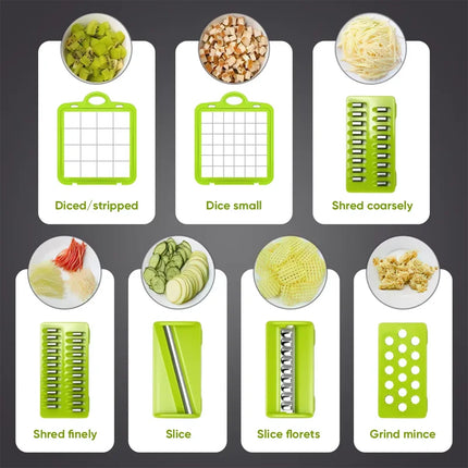 Hot 16Pcs Set Vegetable Chopper Onion Chopper With Handle Ideal For Food Grating Slicing Dicing And Shredding In Kitchen