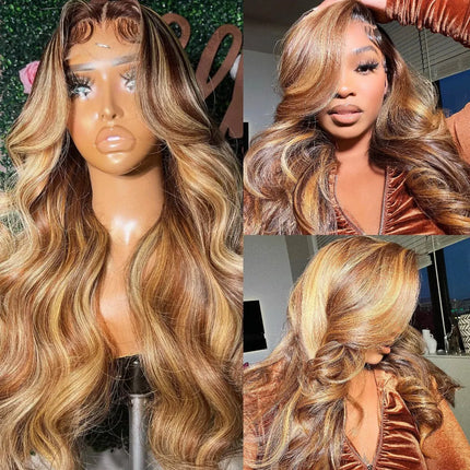 Highlight Transparent 13×4 13×6 Blond Body Wave Human Hair Wigs Pre Plucked Remy Brazilian Glueless Lace Frontal Wigs For Women
