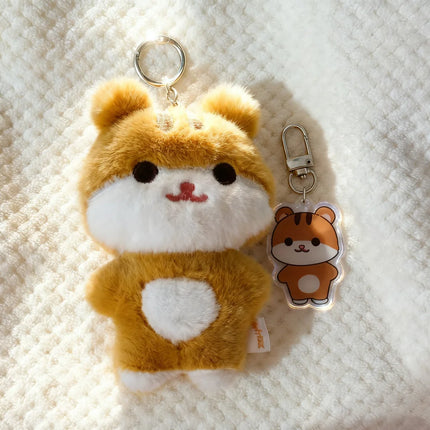 2pcs Kpop Ateez Aniteez Cartoon Character Plush Pendant with Acrylic Keychain Keyring San Bag Accessories Fans Gift Collection