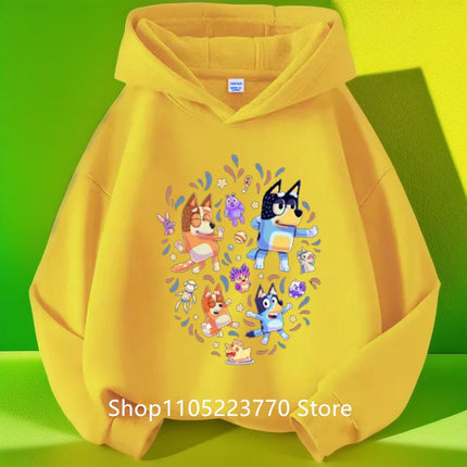 Bluey Kids Hoodie Autumn Winter Cartoon Printed Sweatshirt Cozy Pullover Casual Top for Boys Girls
