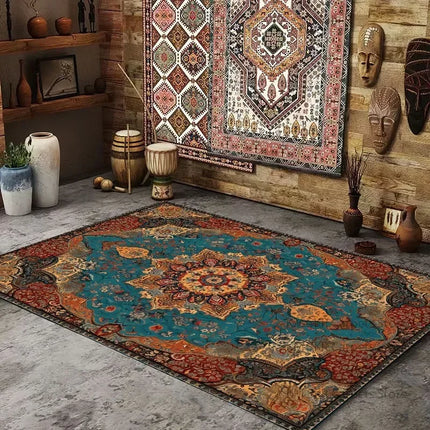 Persian American Retro Carpet Large Area Living Room Decoration Home Ethnic Style Bedroom Rug Cloakroom Lounge Soft Washable Mat