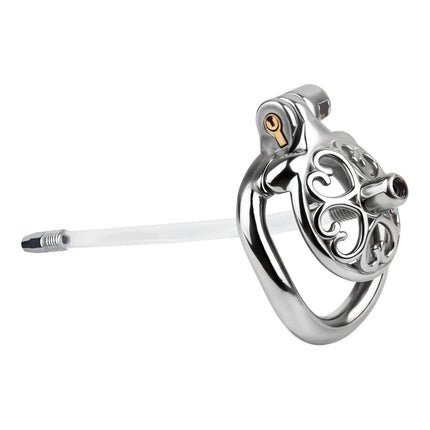 LEZEE Metal Chastity Cage With Urethral Plug Cock Cages Discreet Shipping Sexy Adult Male Penis Ring Metal Cockring Sex Toys