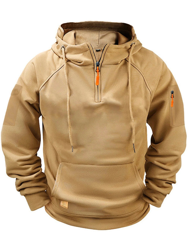 Autumn/Winter New Men's Hoodie Fashion Casual Sports Hoodie Retro Harajuku Long Sleeve Zipper Multi Pocket Loose Street Wear