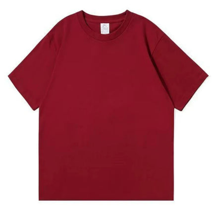 Black White GSM 500g Heavy-duty Pure Cotton T-shirt, Thickened Threaded Round Neck Short Sleeves, Three-Needle Half Sleeve Tees
