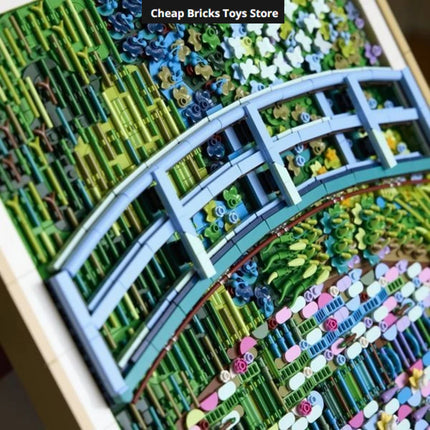 Paintings Model Cheapest for Adults Gifts Water Lily Pond and Japanese Arch Bridge 3179pcs  Building Blocks Assemble Toy A