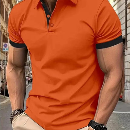 Men's Summer Fashion Simple Stripe Printed Comfortable Breathable Polo Shirt Outdoor Urban Casual Top