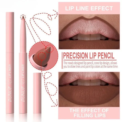 Long-Lasting Matte Tapered Nib Lip Liner Pencil Creamy Plumping Waterproof Natural Nude Brown Slim Lip Stain Makeup