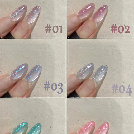 1-12pcs ZH Spring/Summer Ice Transparent Sweet Wine Glass Beads Cat Eye Nail Polish Gel New Flashy Popular Pink Nail Supplies