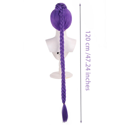 Anime Rumi Lumi Cosplay Synthetic Hair Purple Headgear +120 Cm Detachable Ponytail Halloween Daily Party Heat-Resistant Wig