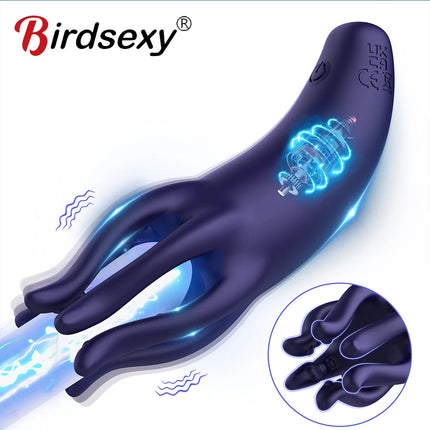 Glans Trainer for Men Powerful Vibrating Penis G Spot Masturbator Soft Fingertip Prolong Endurance Massage Vibrator Erotic Toys