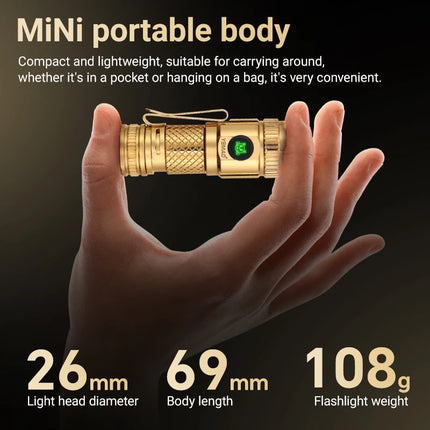 1200lm Mini Flashlight EDC Torch with 4* LEDs and Red Flash Aux LED Copper Metal Pen Flashlight with Magnetic Base Emergency