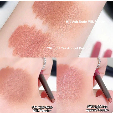 Matte Lip Liner Pencil with Brush Double-head Nude Grey Pink Lip Contour Tint Pen Sharpener Lipstick Non-stick Cup Lips Makeup