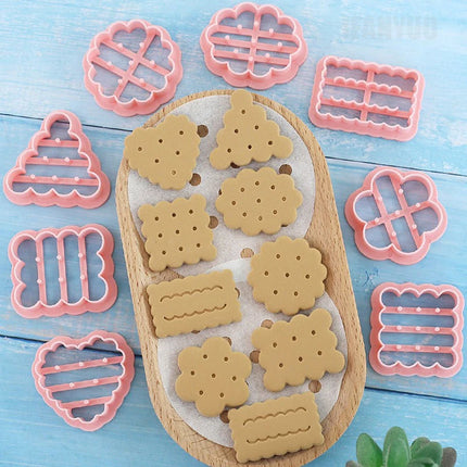 8pcs Cookie Molds Set Cookies Cutters Classic Retro Biscuit Mold Confectionery Biscuit Stamp Baking Party Pastry Baking Tools