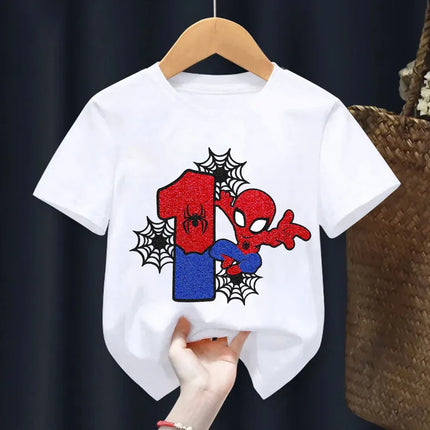 Marvel Summer Children's 100% Cotton T-Shirt Soft Fabric Cartoon Version Spider-Man Digital Printing Suitable for Boys and Girls
